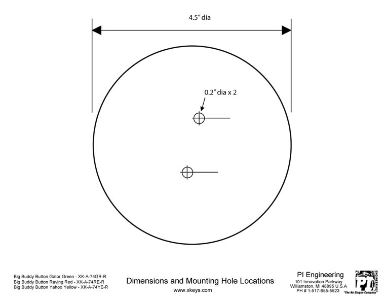 X-keys XK-24 Dimensioned Drawing